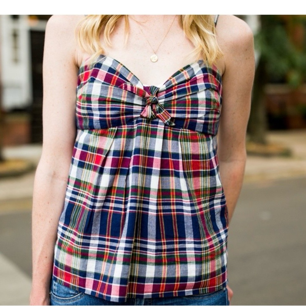 J. Crew plaid bow top size 6 - Picture 2 of 5